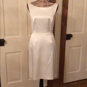 Black Halo White Satin Sheath Dress Size 8